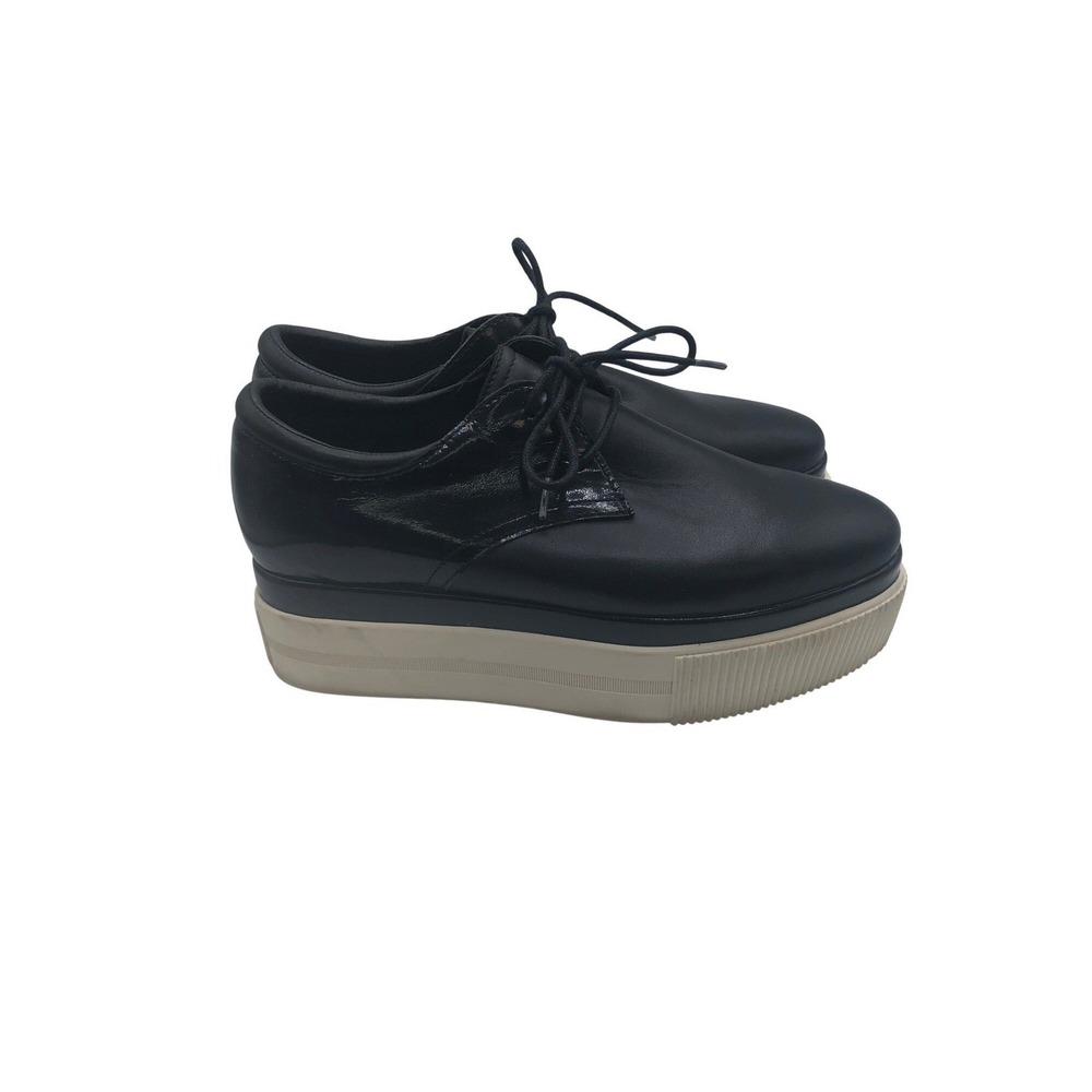 ASH Black Leather Lace Up Platform Oxford Shoes Women's Size 38